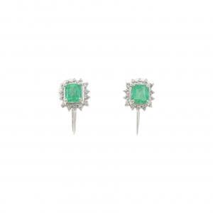 PT900 エメラルド イヤリング 0.58CT