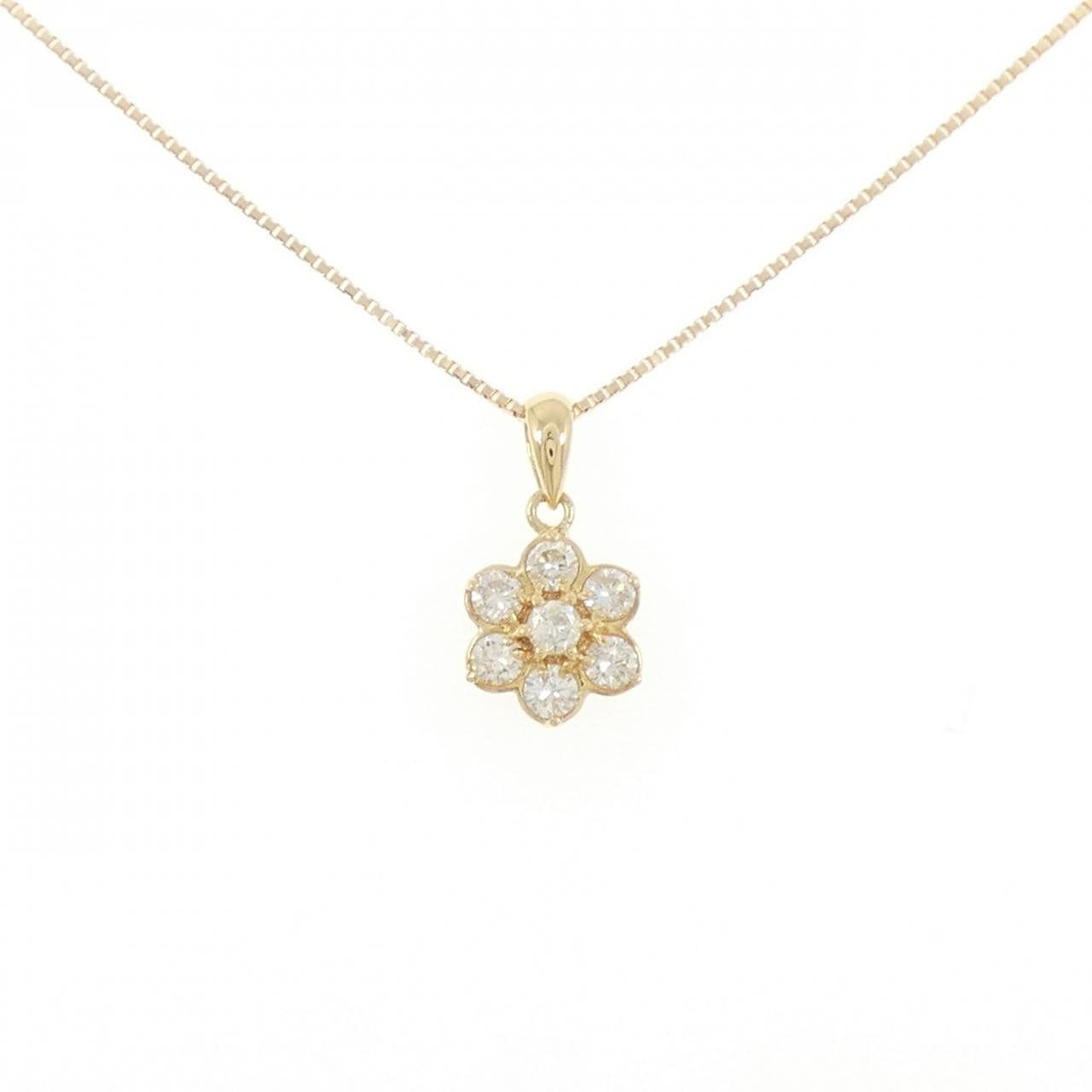 K18YG フラワー ダイヤモンド ネックレス 0.50CT