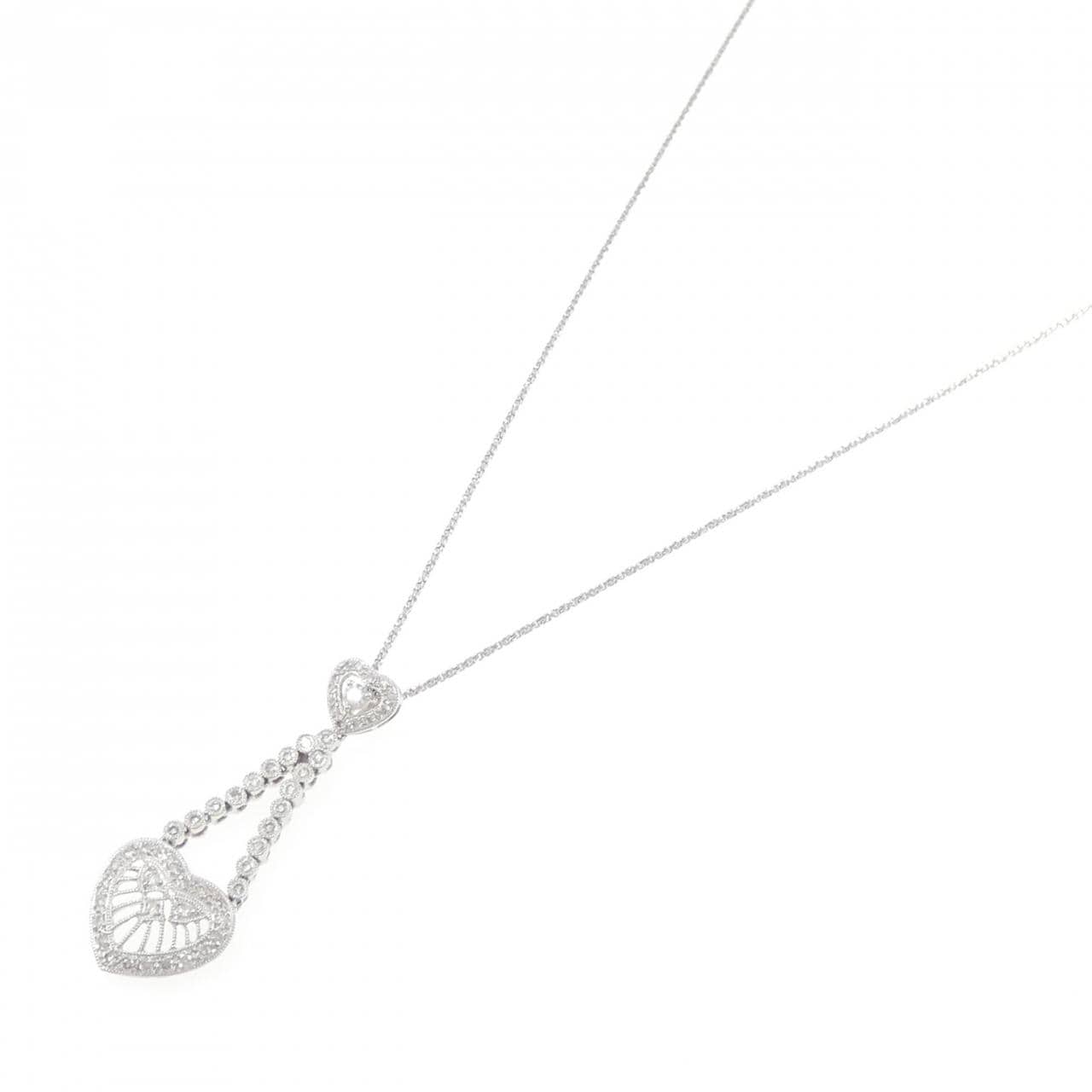 K18WG ハート ダイヤモンド ネックレス 0.52CT