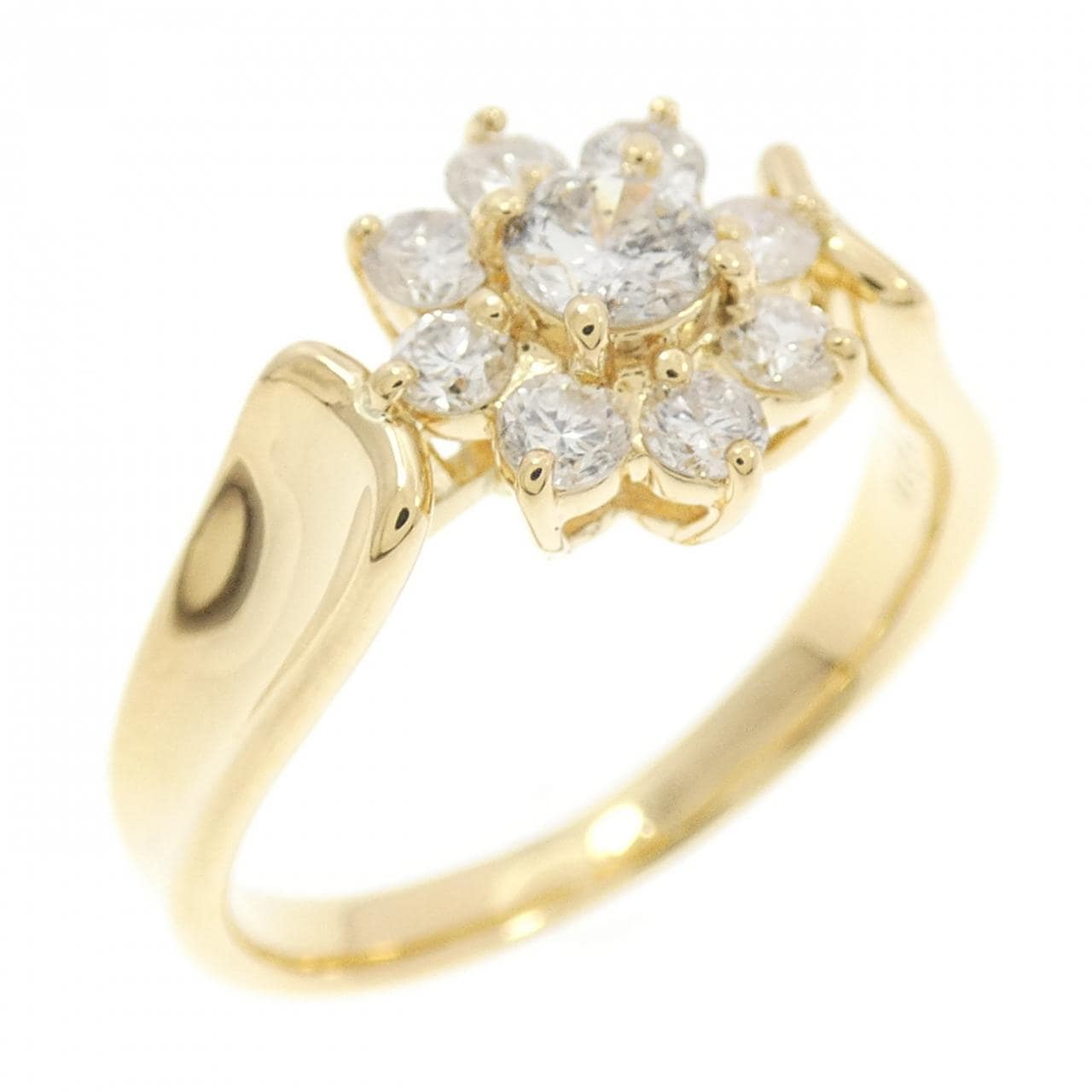 K18YG フラワー ダイヤモンド リング 0.52CT