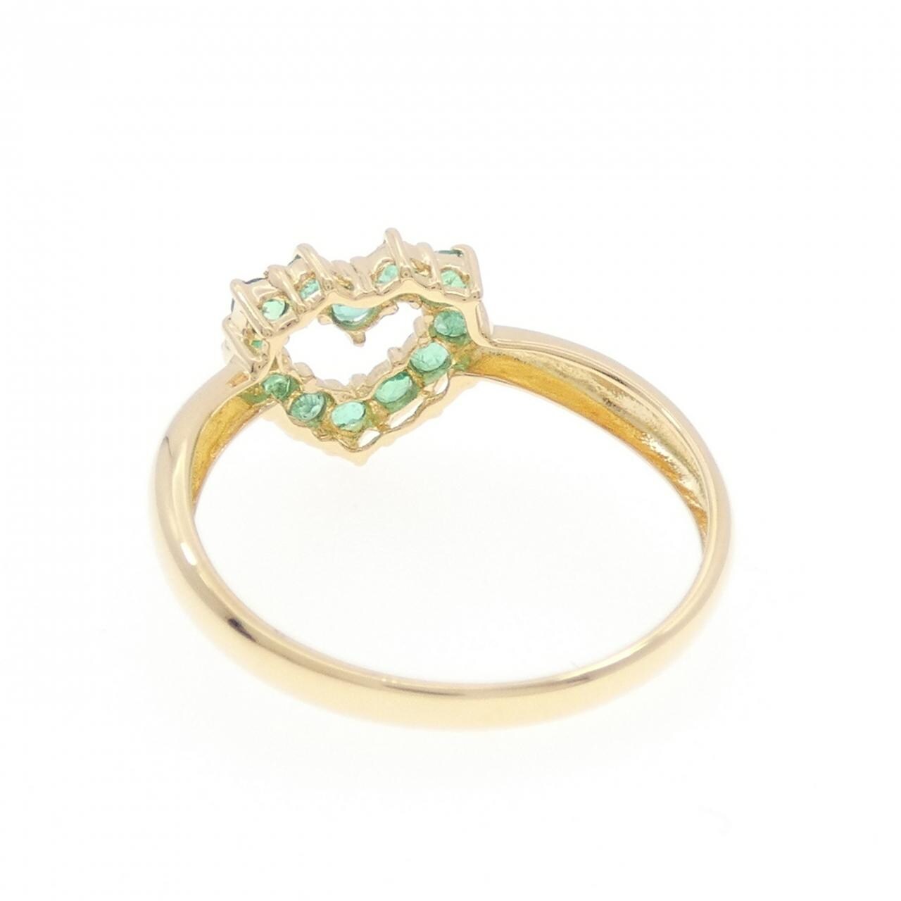 K18YG ハート エメラルド リング