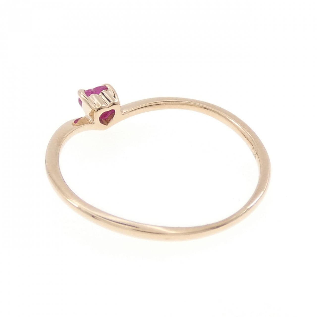 K18PG Heart Ruby Ring