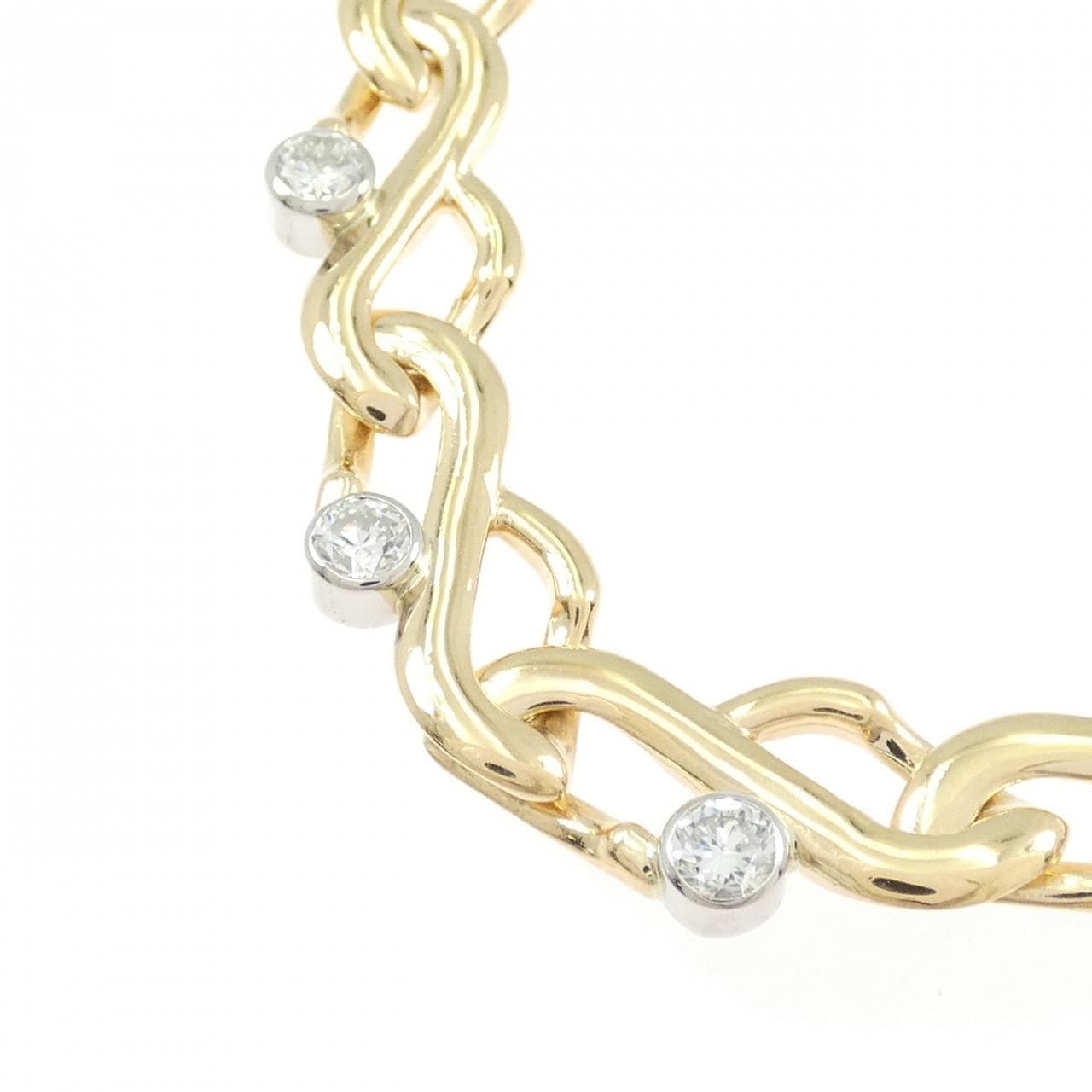 K18YG/PT850 ダイヤモンド ネックレス 1.10CT