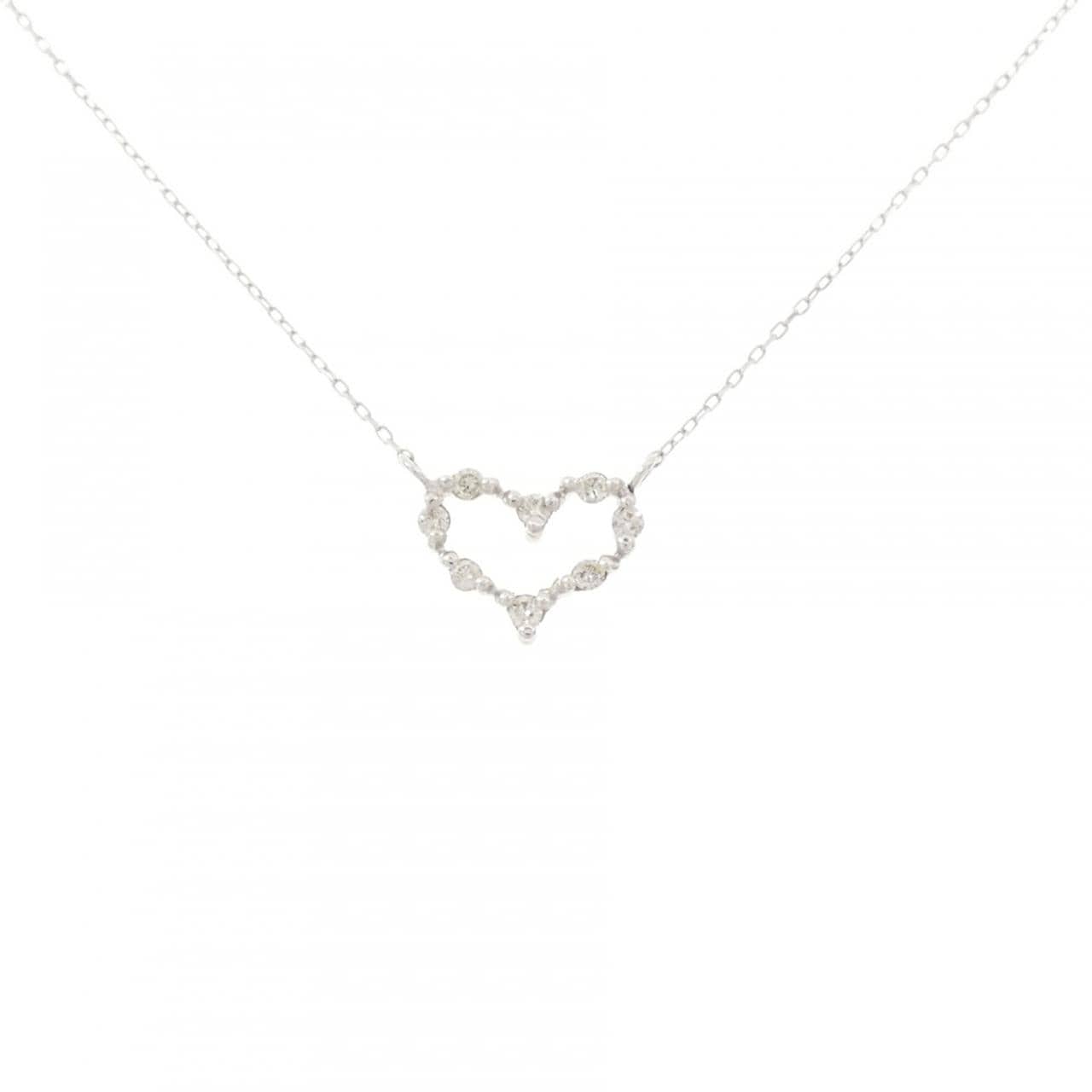 K18WG ハート ダイヤモンド ネックレス 0.10CT