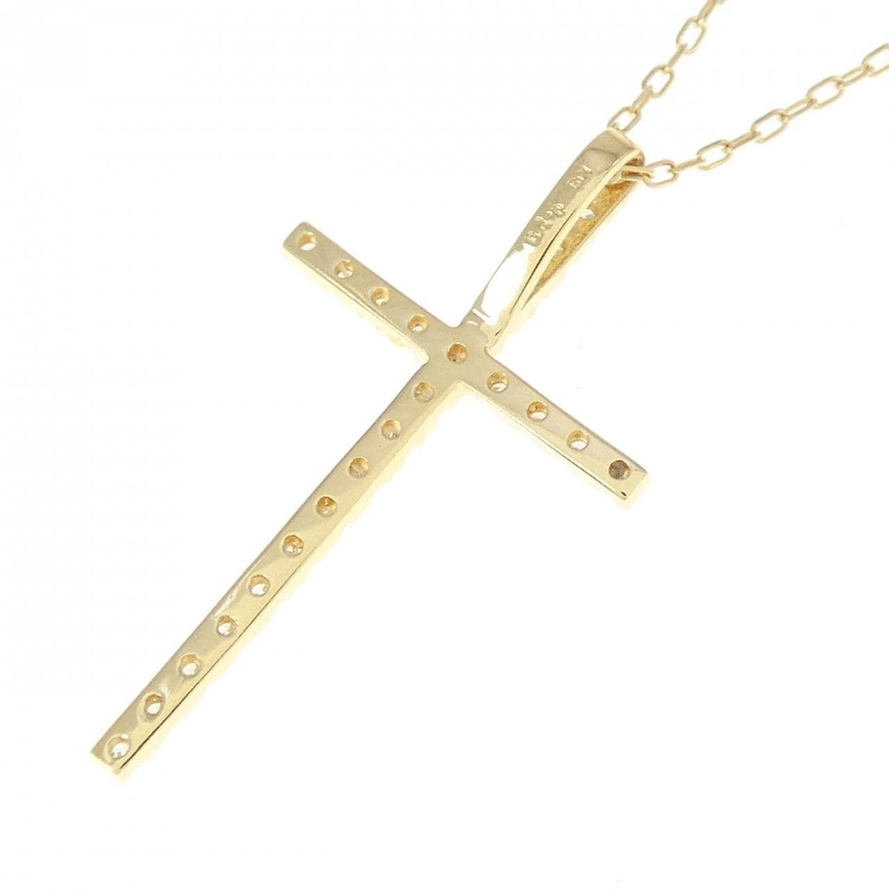 K18YG クロス ダイヤモンド ネックレス 0.10CT