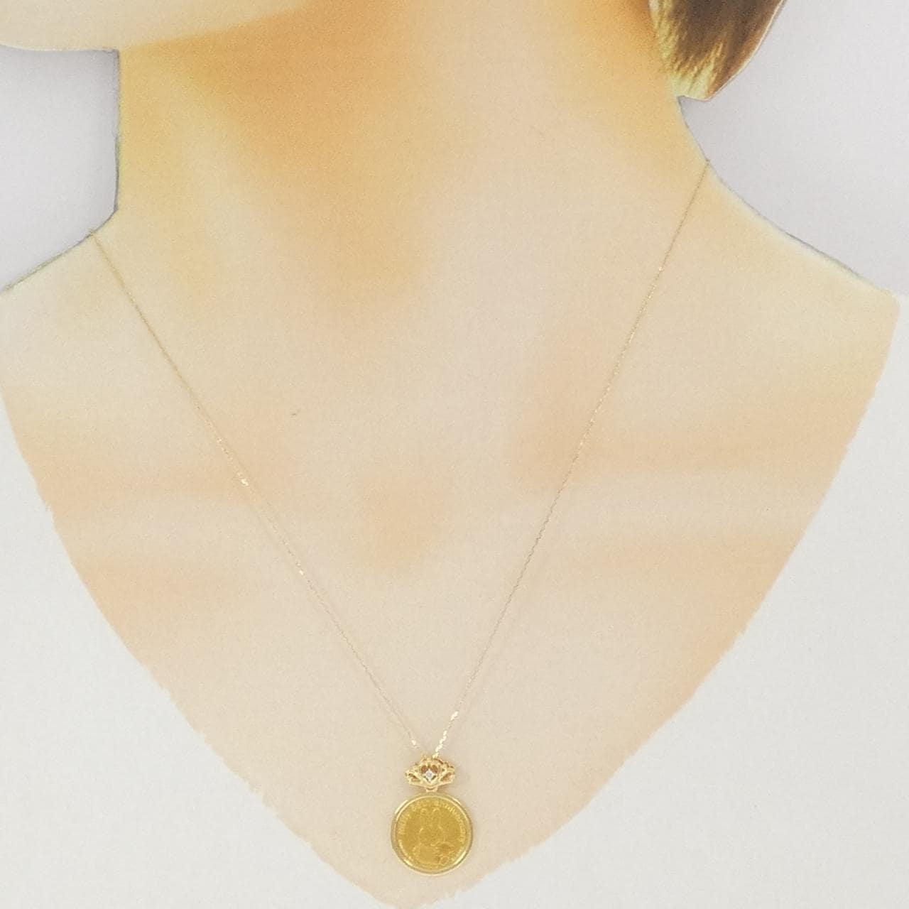 K18YG(枠) ダイヤモンド コイン ネックレス 0.01CT