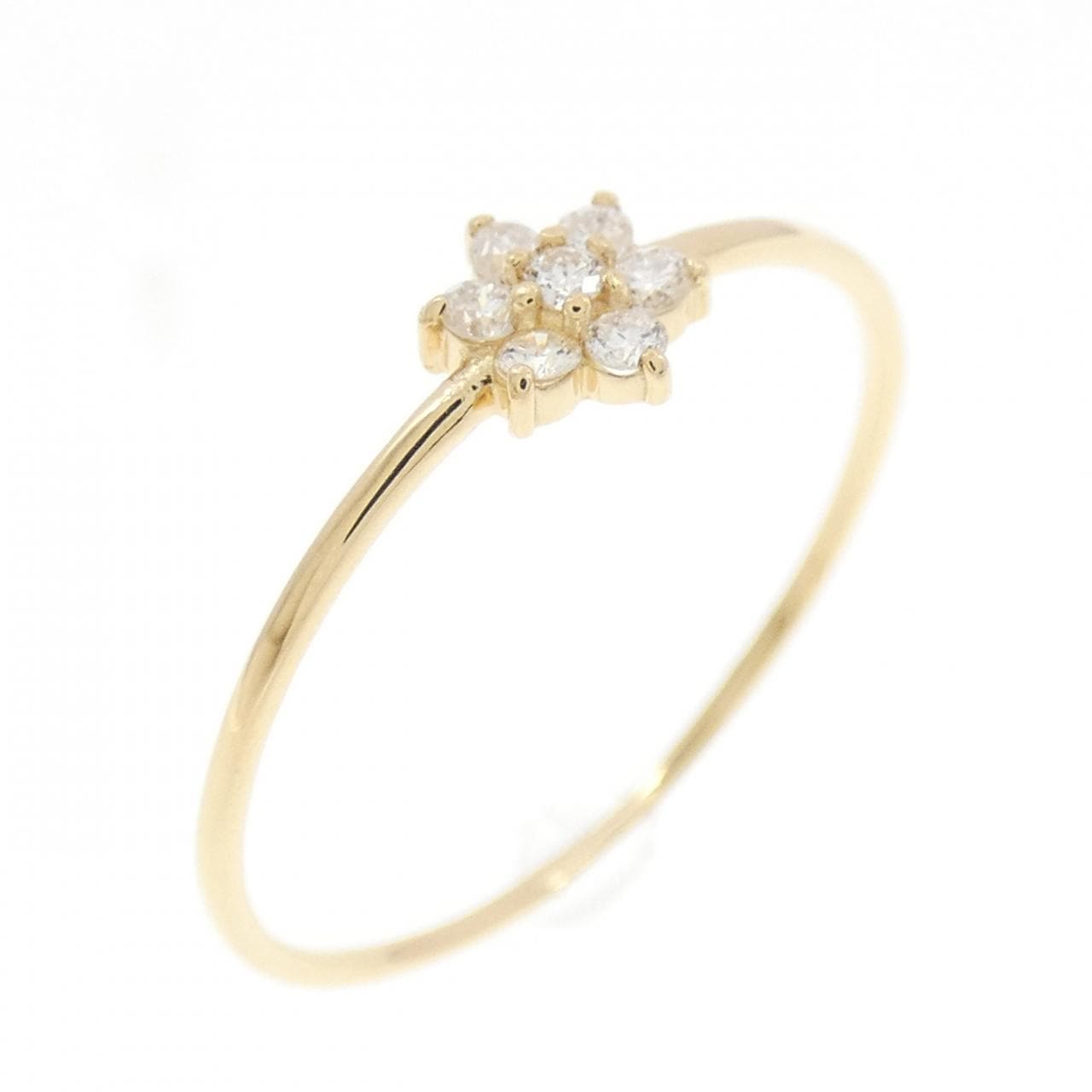[Remake] K18YG Flower Diamond Ring 0.10CT