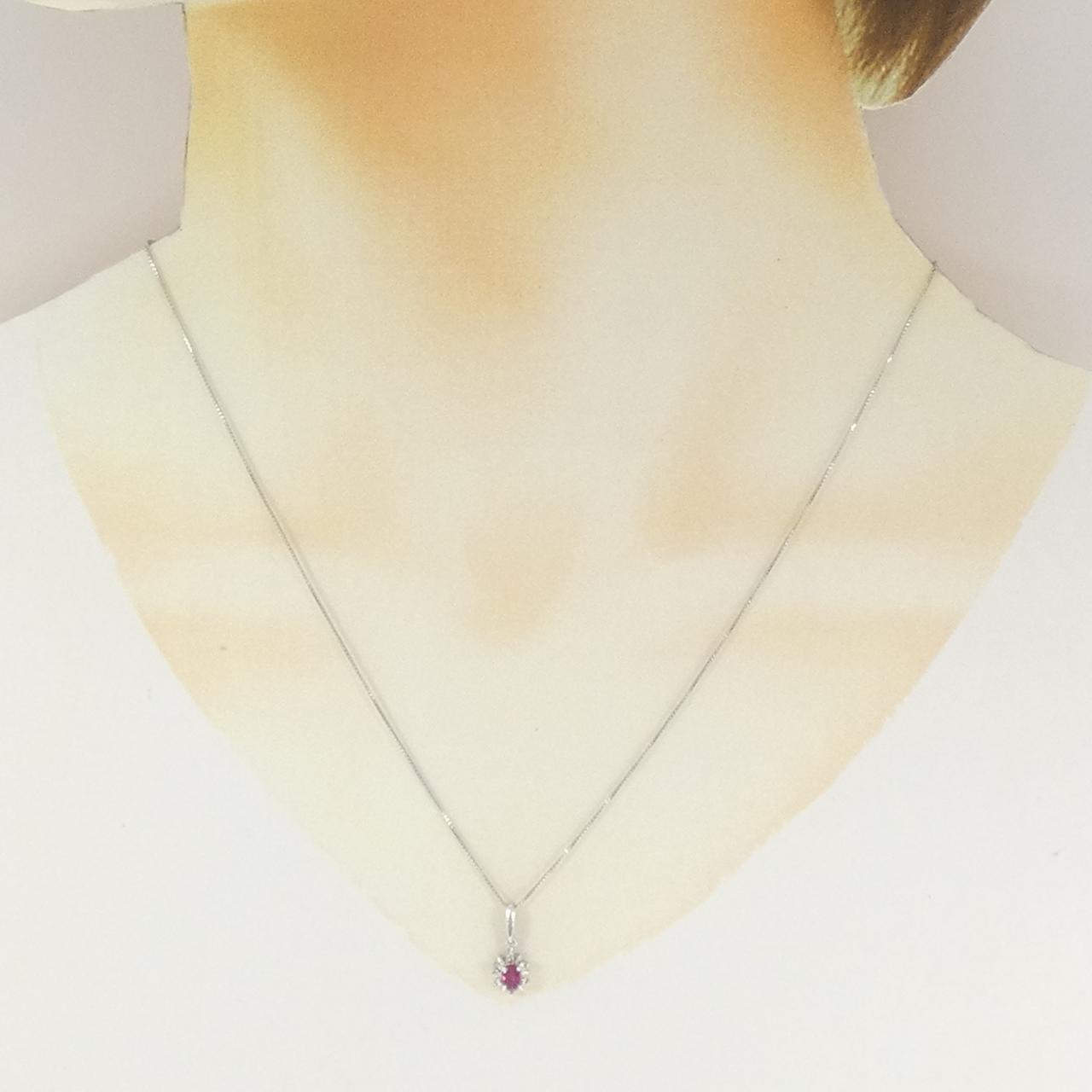 PT900/PT850 ルビー ネックレス 0.25CT