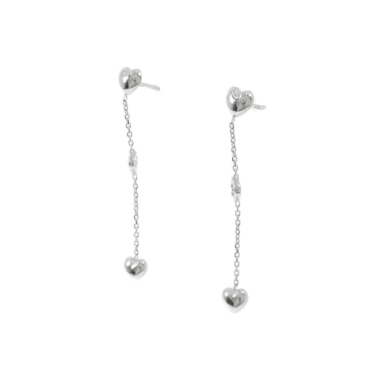 K18WG ハート ダイヤモンド ピアス 0.02CT