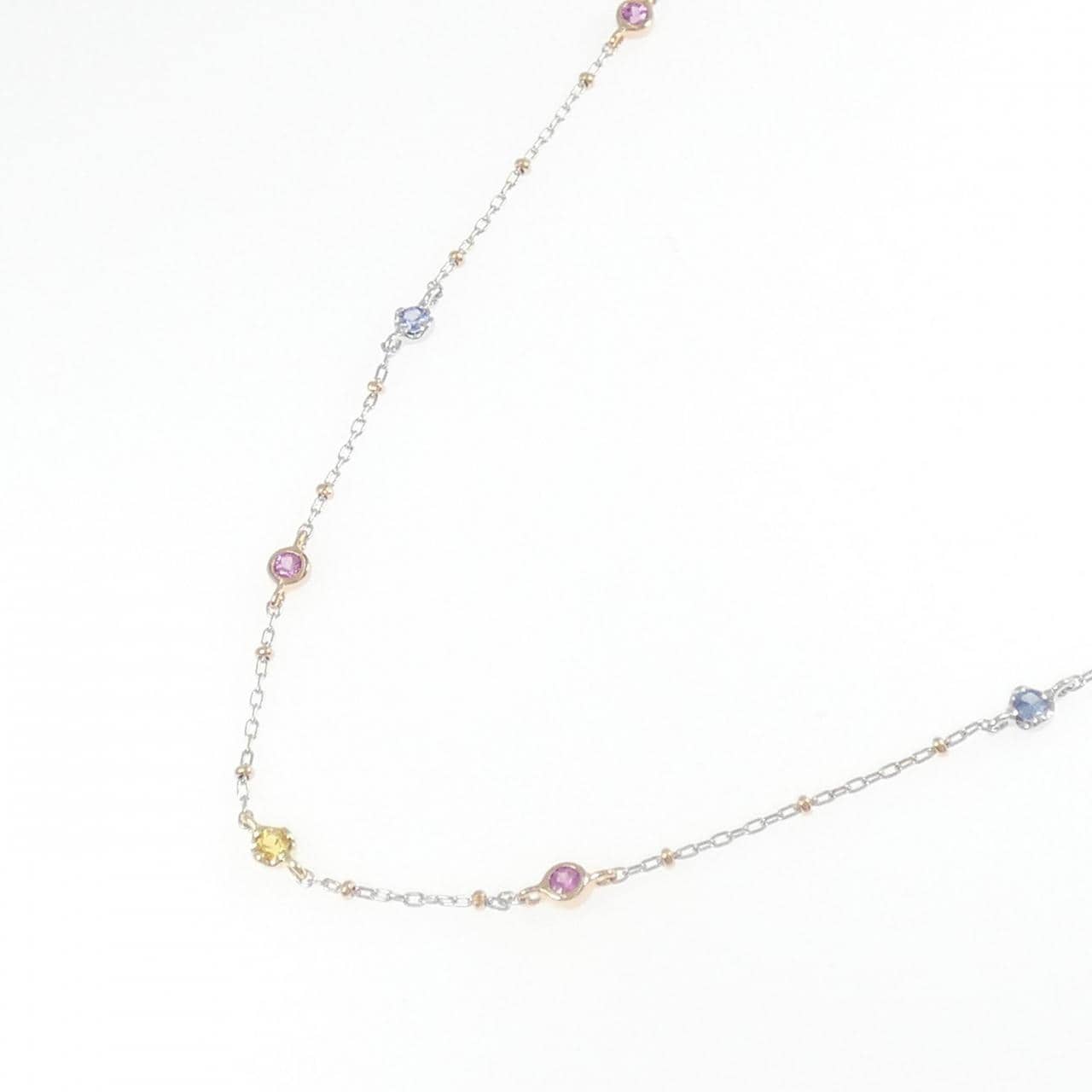 K18スリーカラー サファイヤ ネックレス 0.6CT