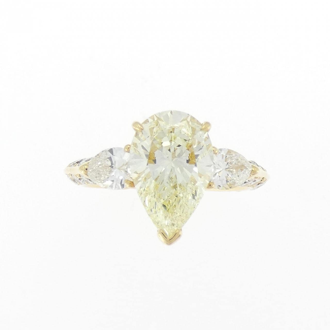 K18YG ダイヤモンド リング 2.046CT VLY SI1 ペアシェイプ