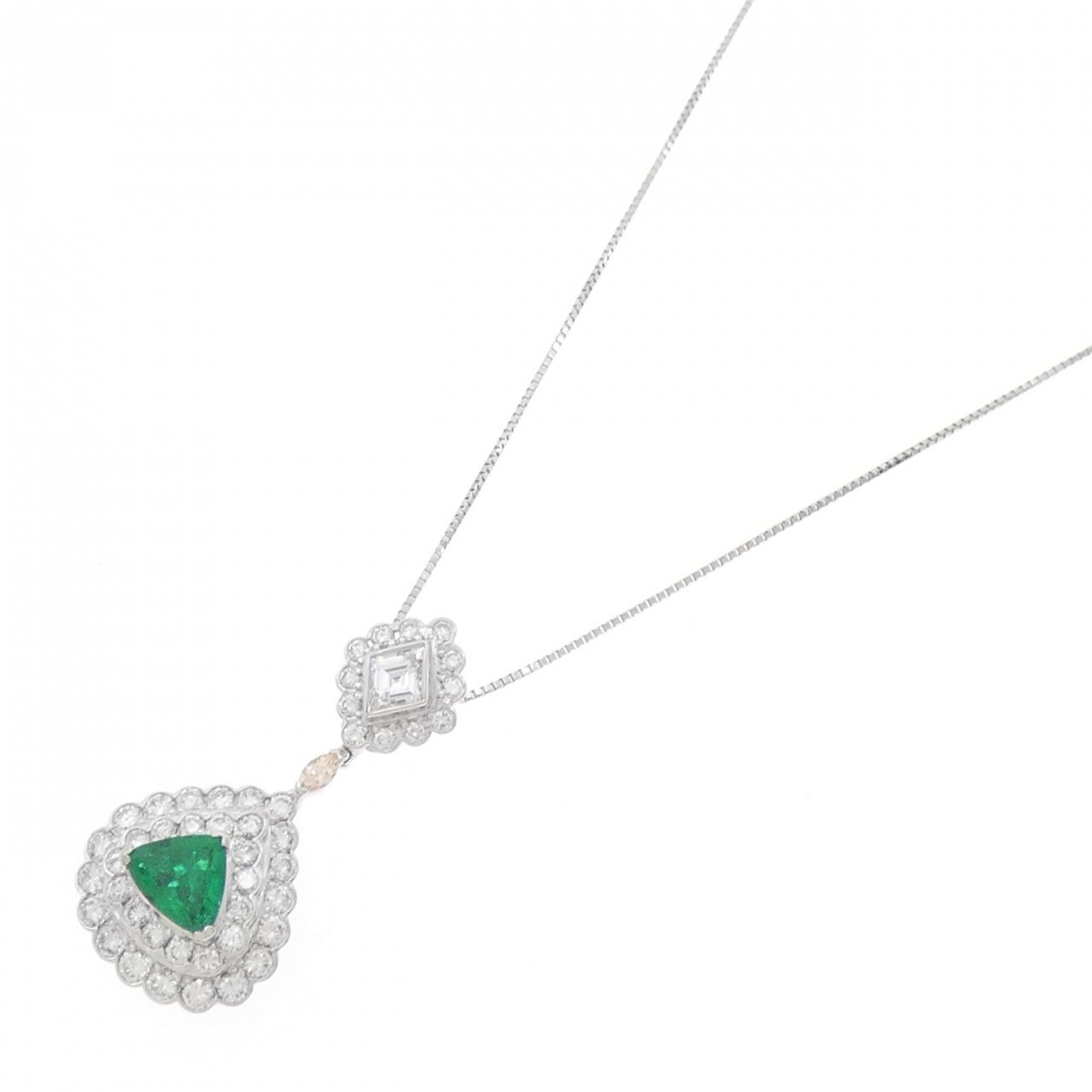 PT900/PT850 エメラルド ネックレス 0.74CT