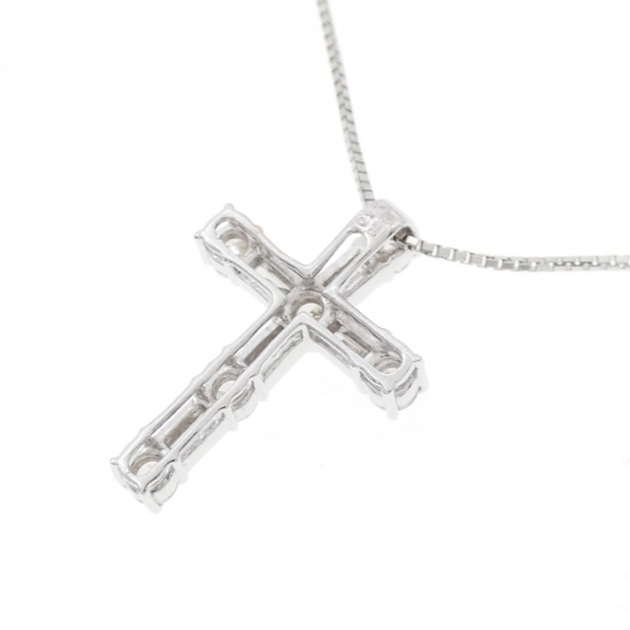 K18WG クロス ダイヤモンド ネックレス 0.50CT