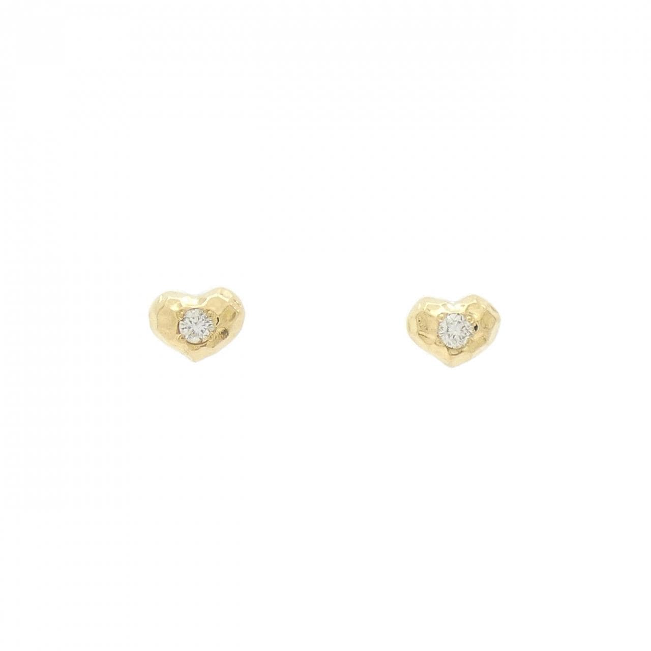K18YG ハート ダイヤモンド ピアス