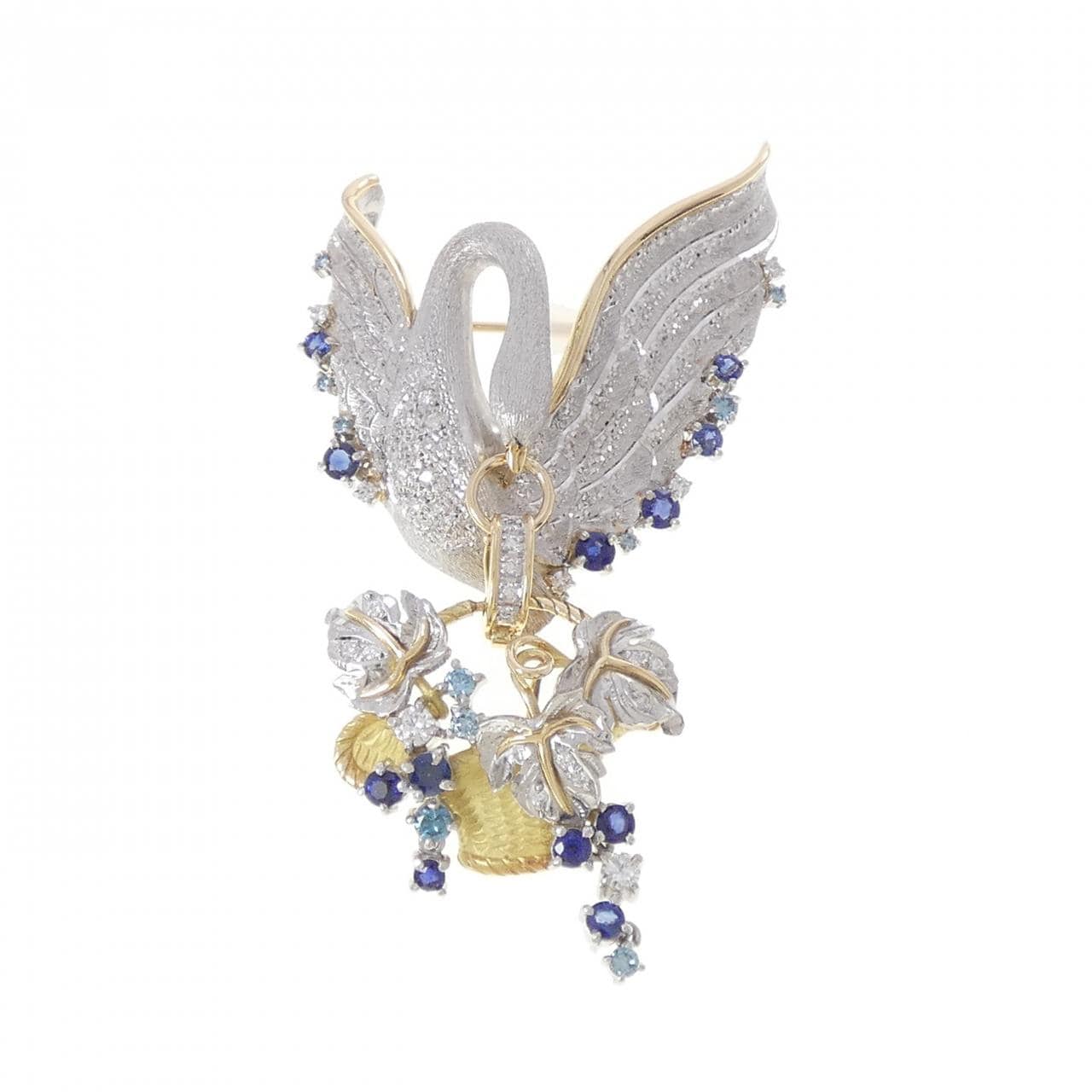 石川暢子 サファイヤ ブローチ 1.84CT