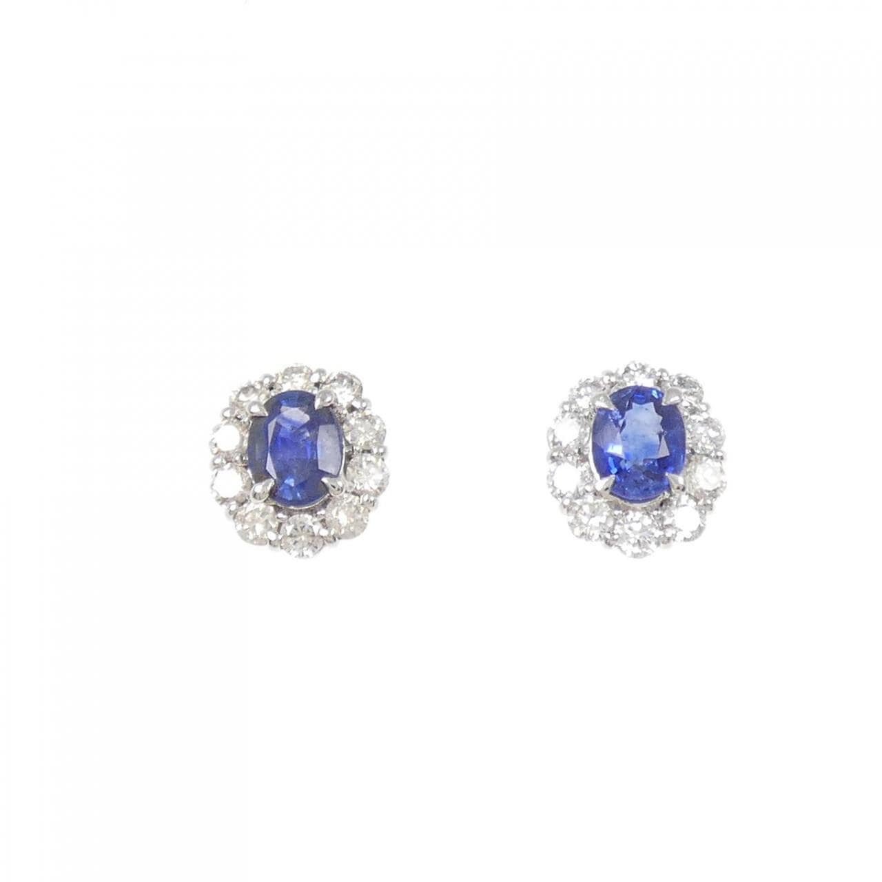 PT900藍寶石耳釘0.88CT