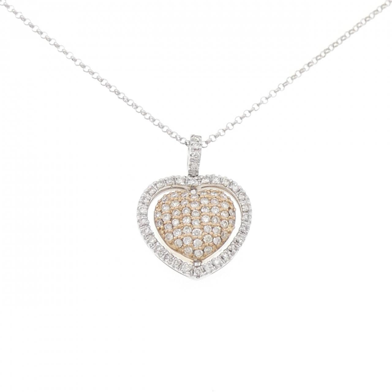 K18PG/K18WG ハート パヴェ ダイヤモンド ネックレス 1.07CT