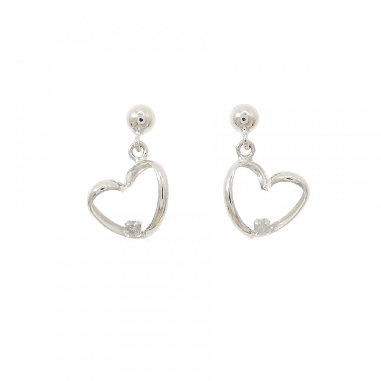 K14WG ハート ダイヤモンド ピアス 0.02CT