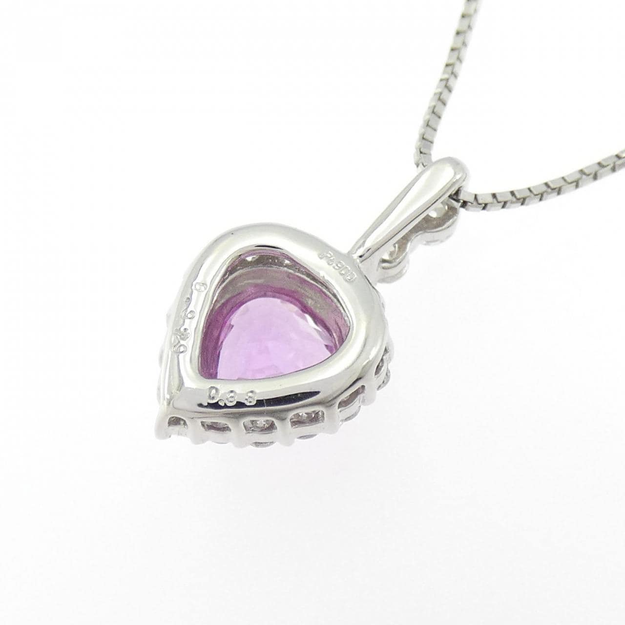 PT900/PT850 非加熱 ハート サファイヤ ネックレス 0.979CT