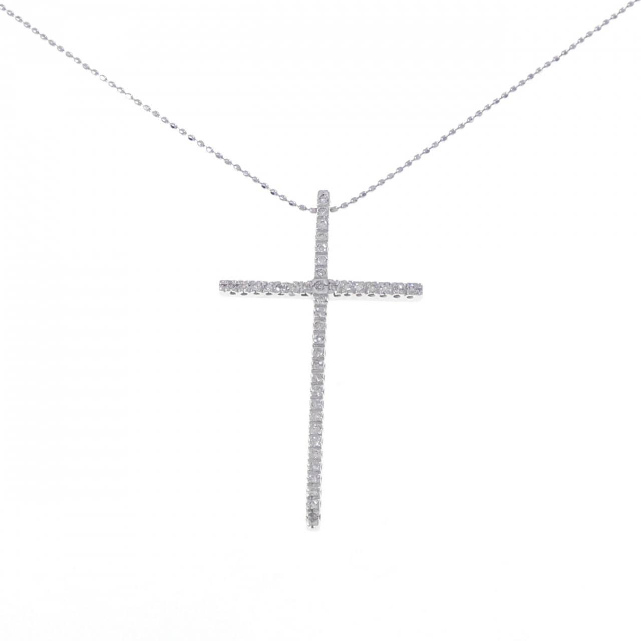 K14WG クロス ダイヤモンド ネックレス 0.20CT