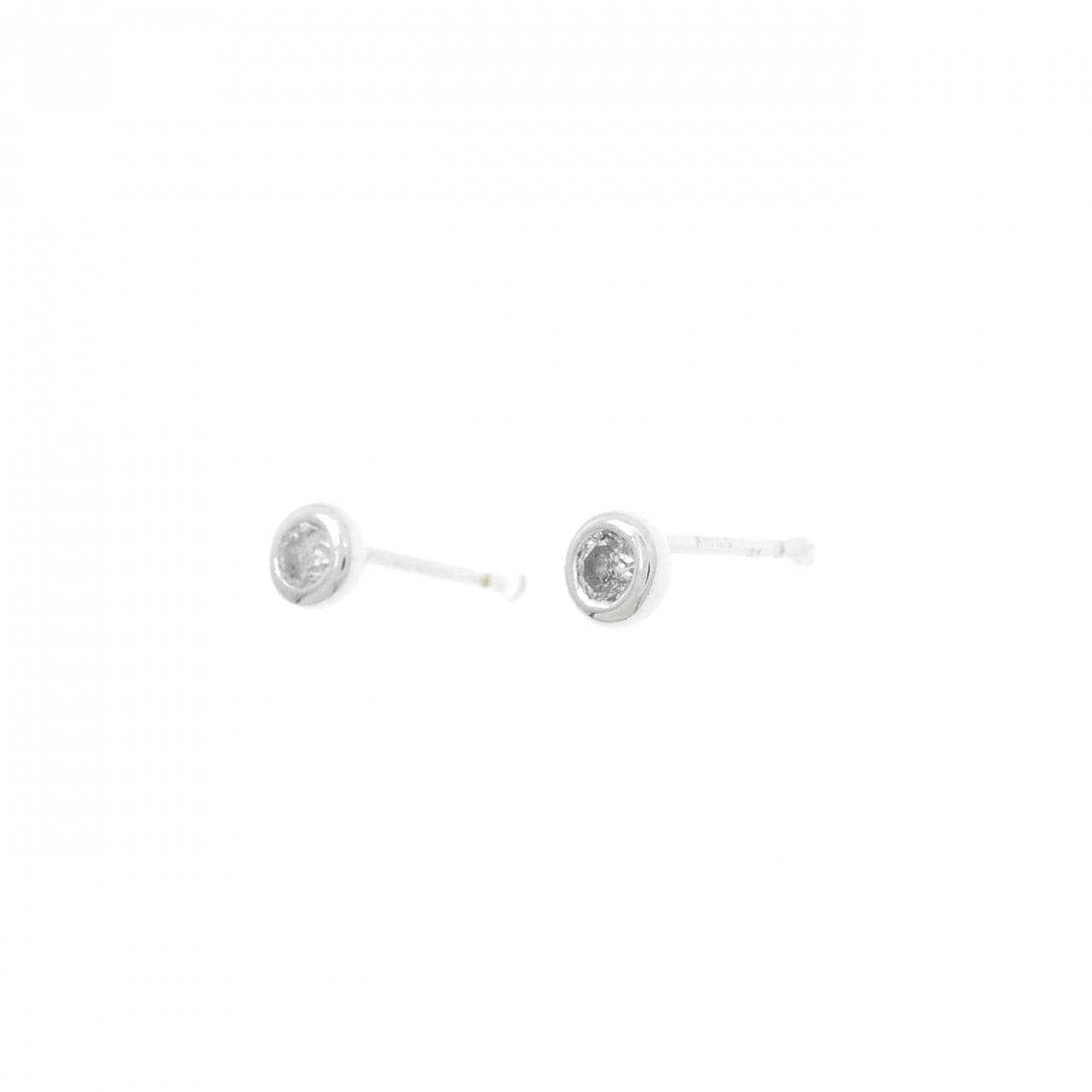 K18WG ソリティア ダイヤモンド ピアス 0.2CT