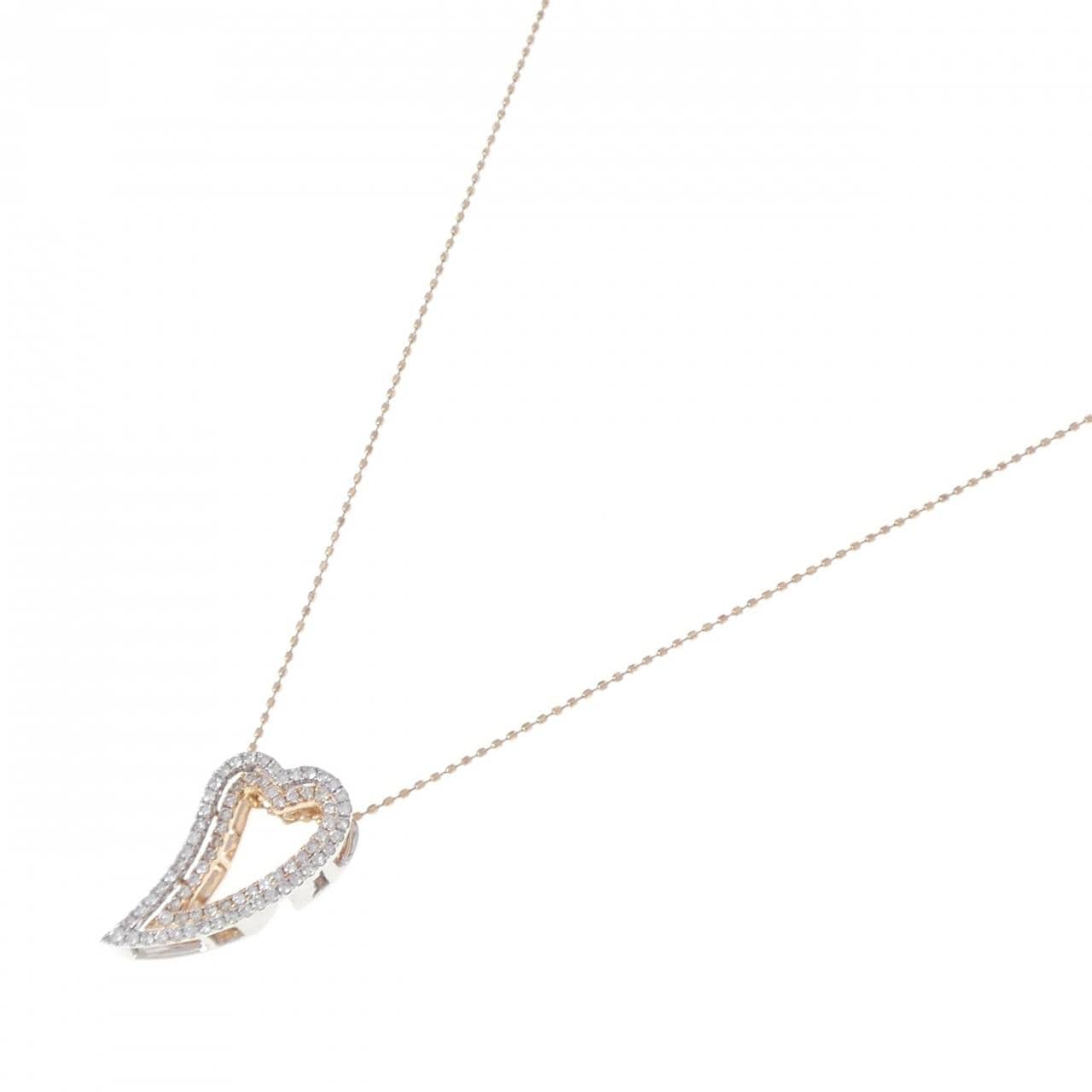 K18PG/K18WG 2WAY ハート ダイヤモンド ネックレス 0.40CT