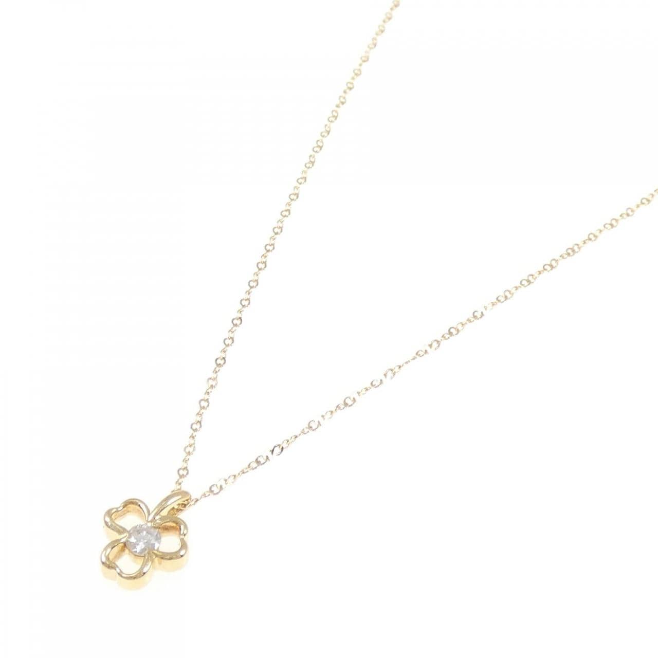 K18YG/K10YG クローバー ダイヤモンド ネックレス 0.13CT