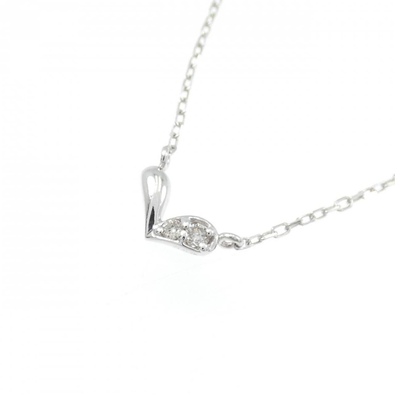 K10WG ハート ダイヤモンド ネックレス 0.02CT