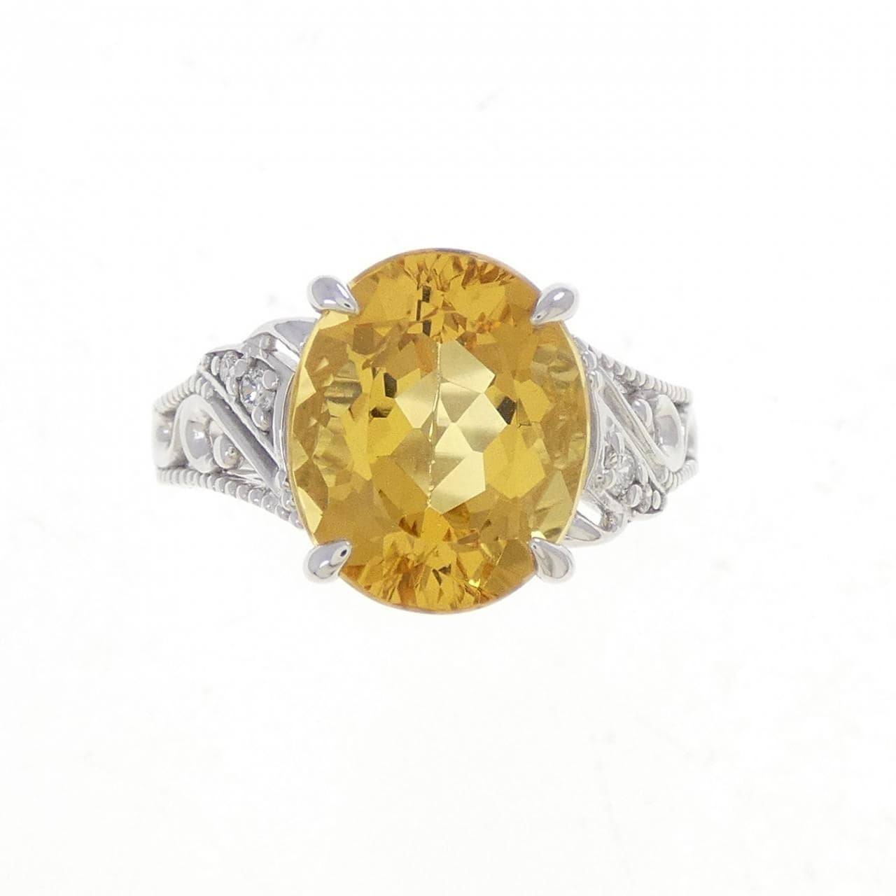 K18WG ベリル リング 3.84CT