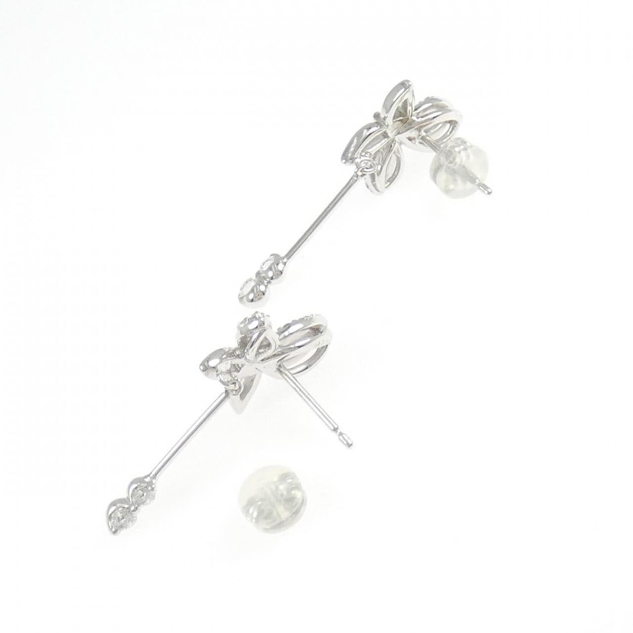 K18WG バタフライ ダイヤモンド ピアス 0.546CT