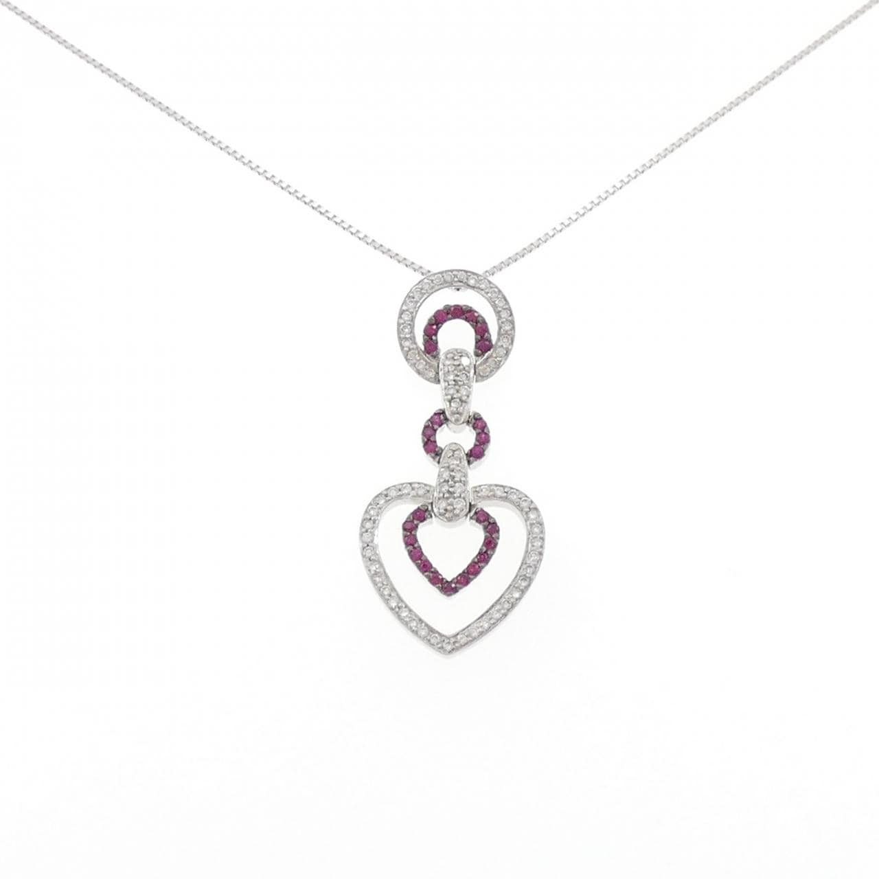 K18WG/K18BG ハート ルビー ネックレス