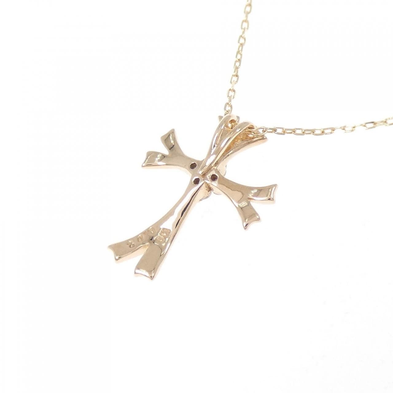 K10PG クロス ダイヤモンド ネックレス 0.02CT