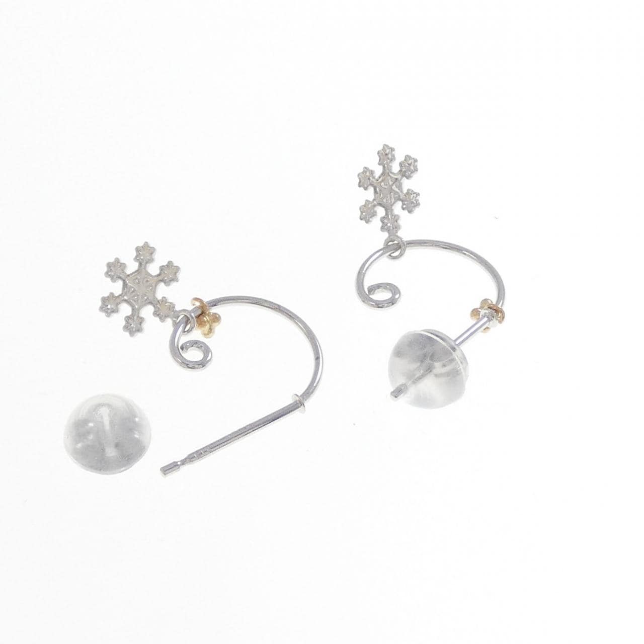 K18WG/K18YG スノーフレーク ピアス