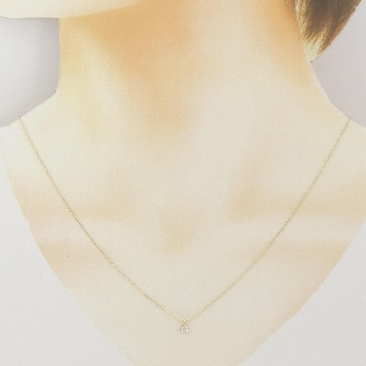 K10YG ソリティア ダイヤモンド ネックレス 0.1CT