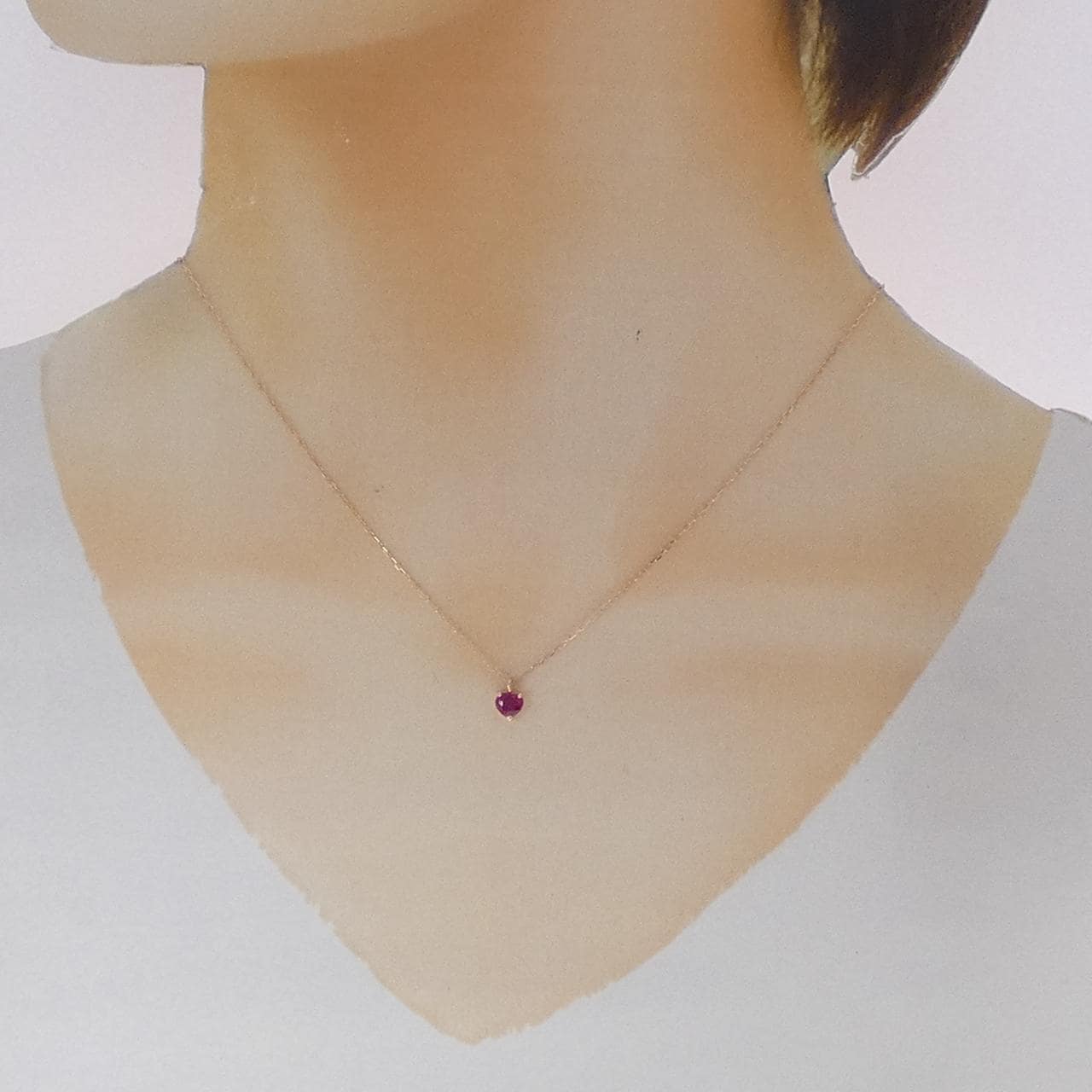 K10PG ハート ルビー ネックレス