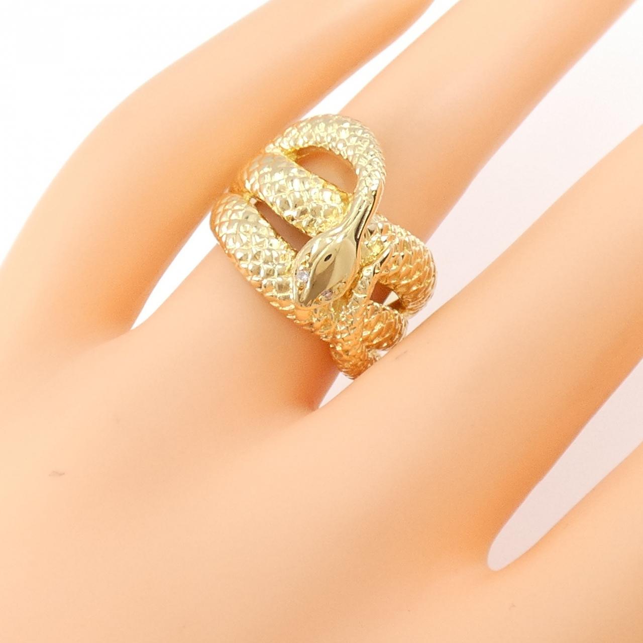 K18YG snake Diamond ring
