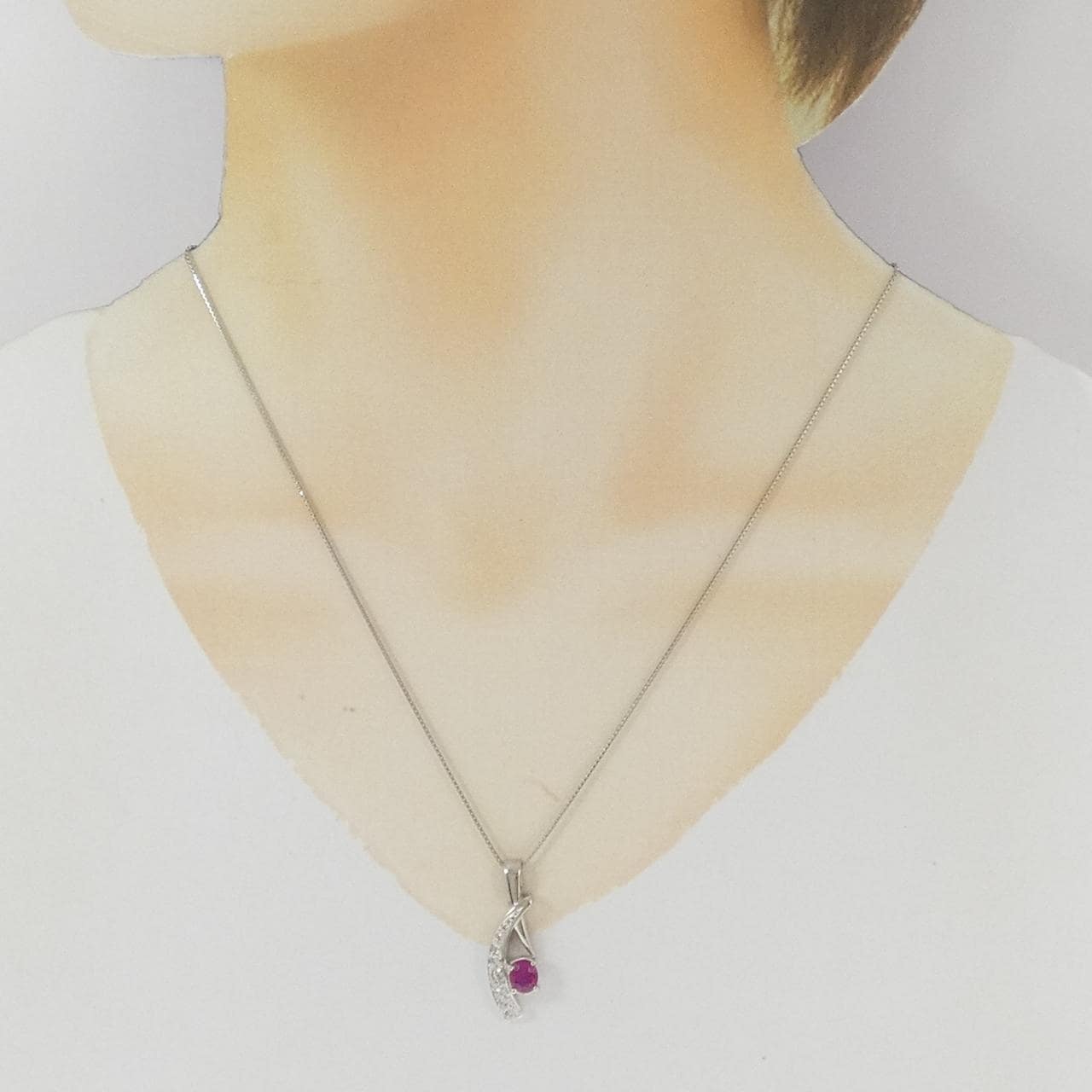 PT900/PT850 ルビー ネックレス 0.73CT