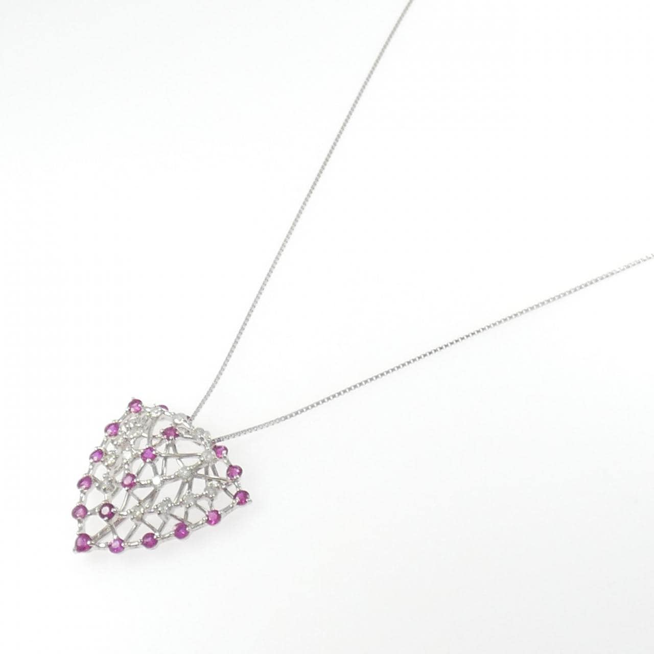 K18WG ルビー ネックレス 1.55CT