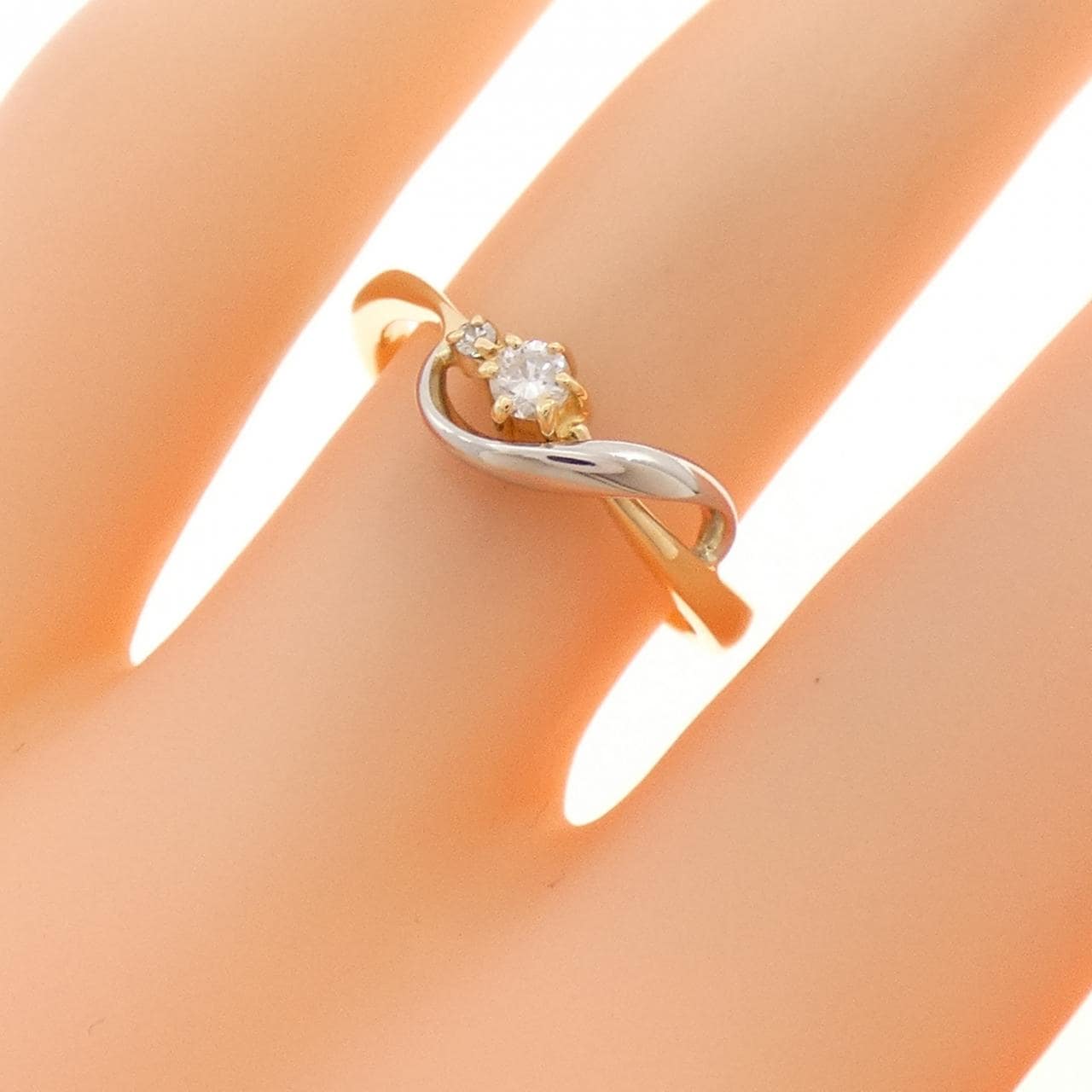 K18YG/PT900 ダイヤモンド リング 0.08CT