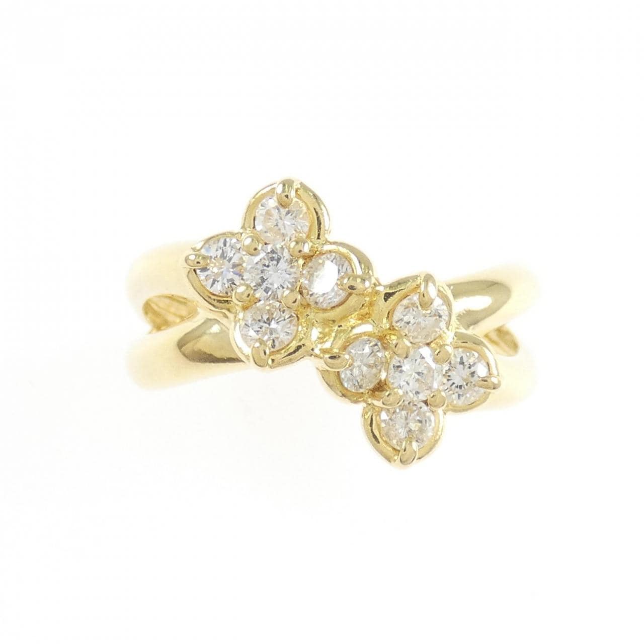 K18YG フラワー ダイヤモンド リング 0.50CT