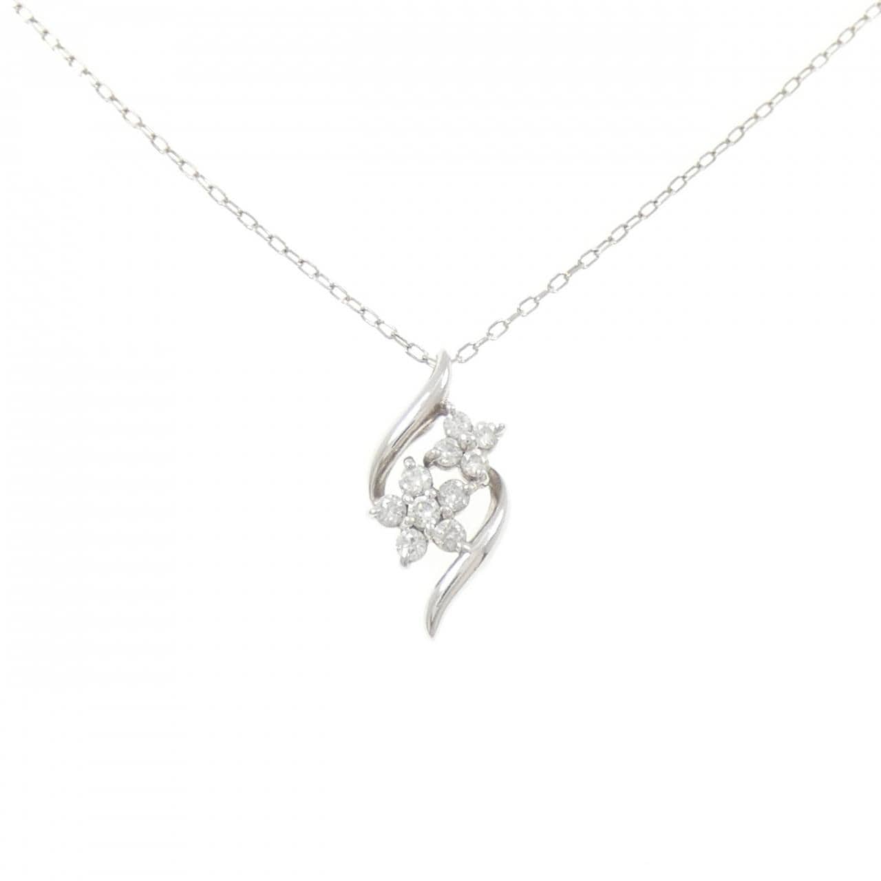 PT900/PT850 フラワー ダイヤモンド ネックレス 0.12CT