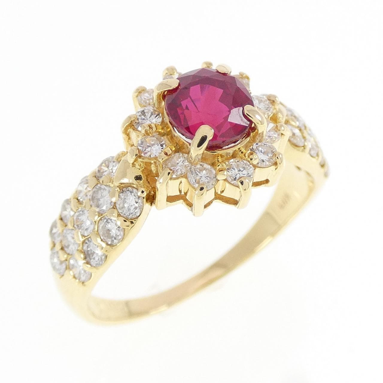 K18YG ルビー リング 0.82CT