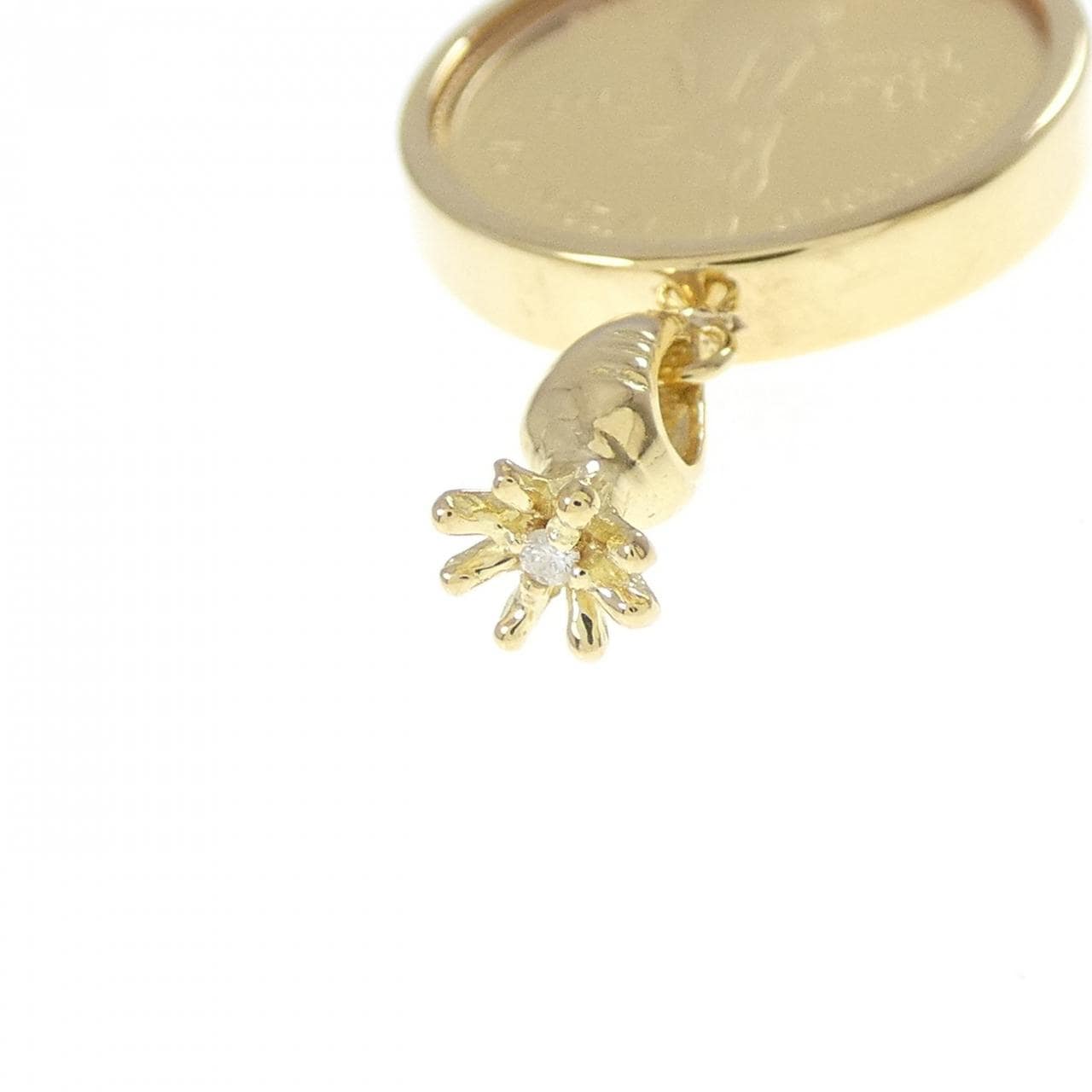 K18YG(枠) ダイヤモンド コイン ペンダント 0.01CT