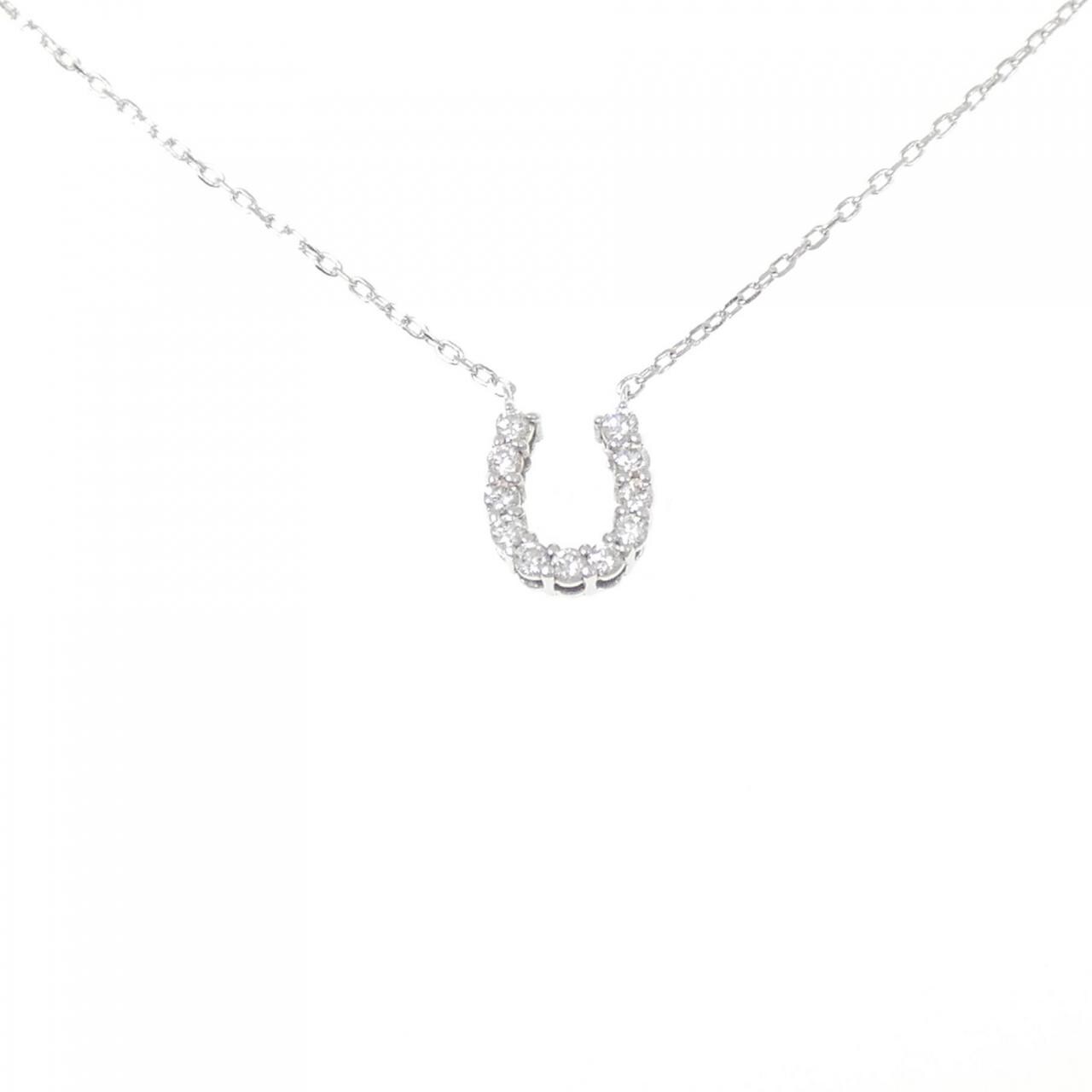 K18WG ホースシュー ダイヤモンド ネックレス 0.07CT