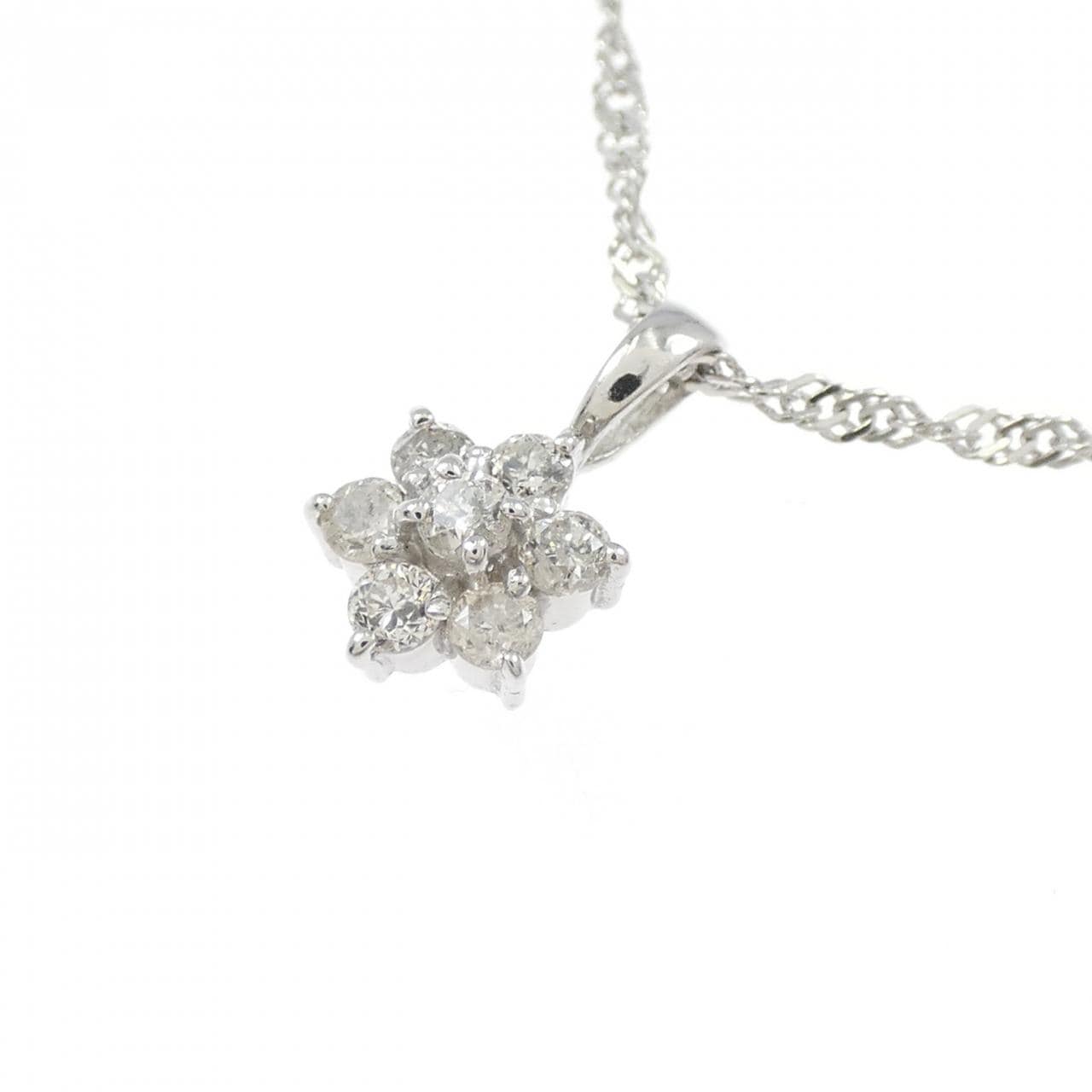 PT900/PT850 フラワー ダイヤモンド ネックレス 0.15CT