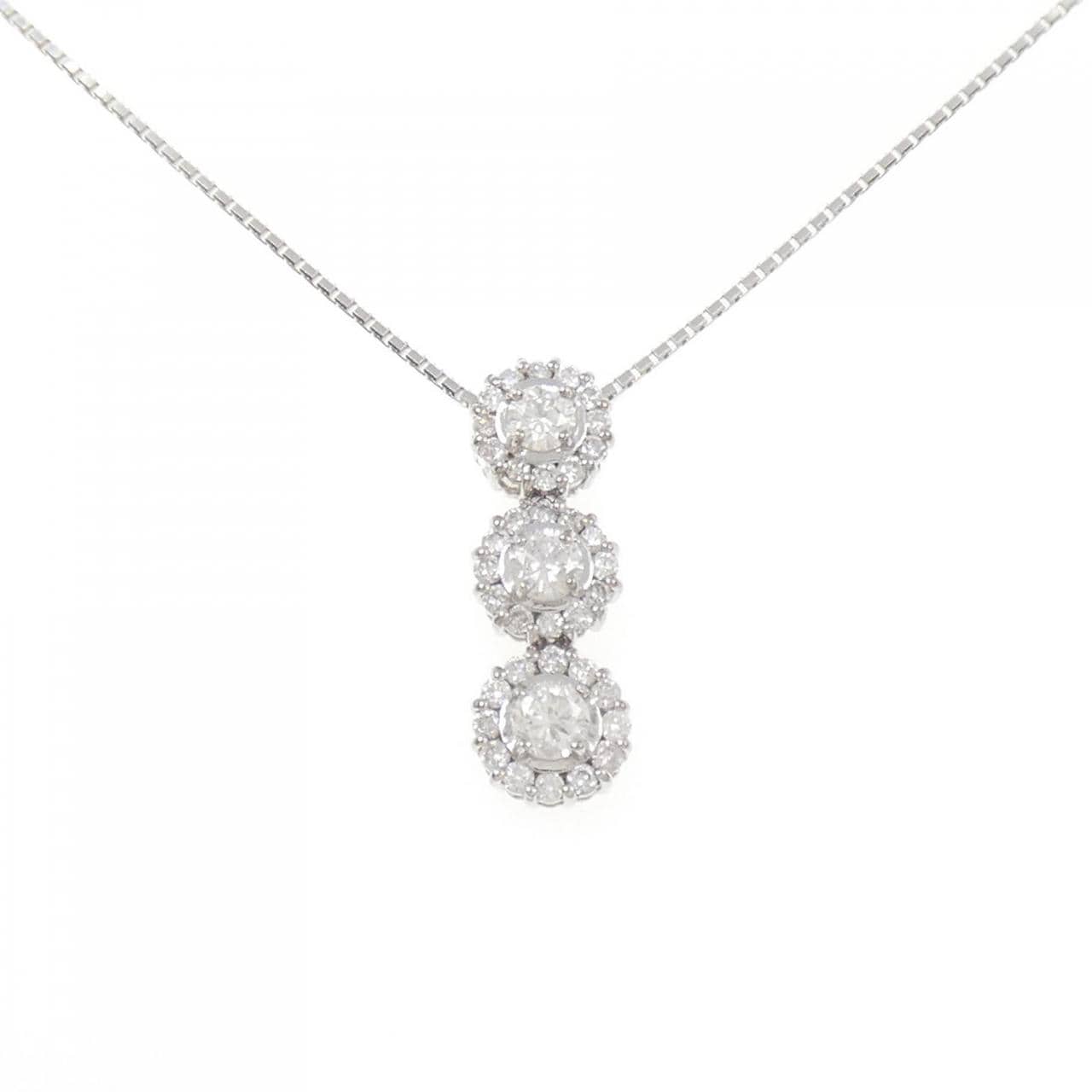 K18WG three stone Diamond necklace 1.00CT