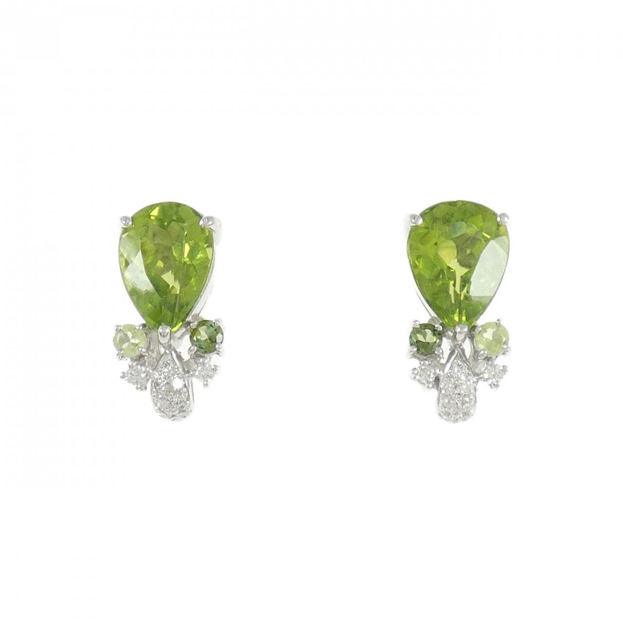 K18WG カラーストーン ピアス