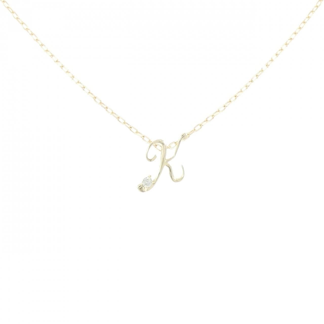 K10YG イニシャルK ダイヤモンド ネックレス 0.02CT