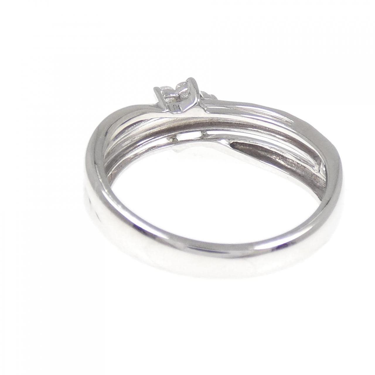 K14WG フラワー ダイヤモンド リング 0.19CT