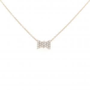K18PG リボン ダイヤモンド ネックレス 0.11CT